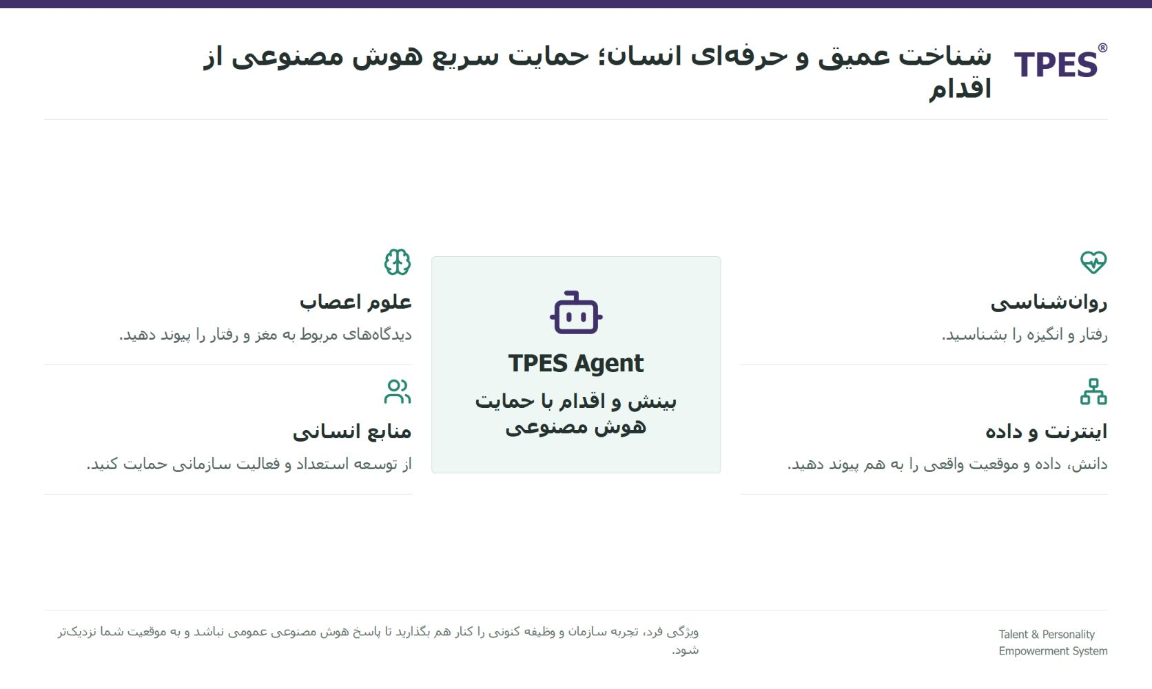 پلتفرم میانرشتهای AI Agent در TPES، روانشناسی، علوم اعصاب، منابع انسانی و اینترنت را برای توسعه استعداد و کاربرد سازمانی پیوند میدهد.