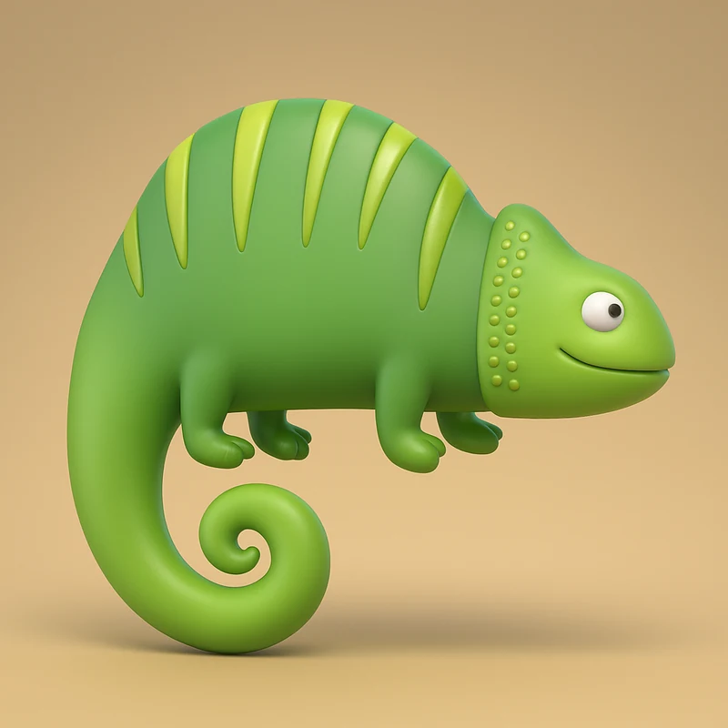 變色龍型 3D 角色圖