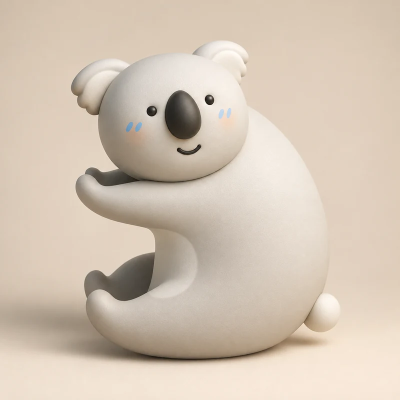 無尾熊型 3D 角色圖
