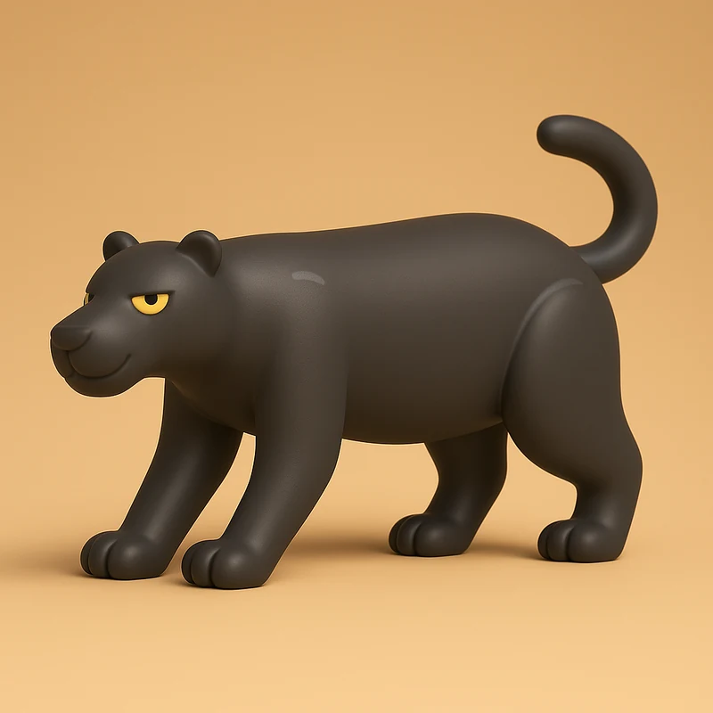 黑豹型 3D 角色圖